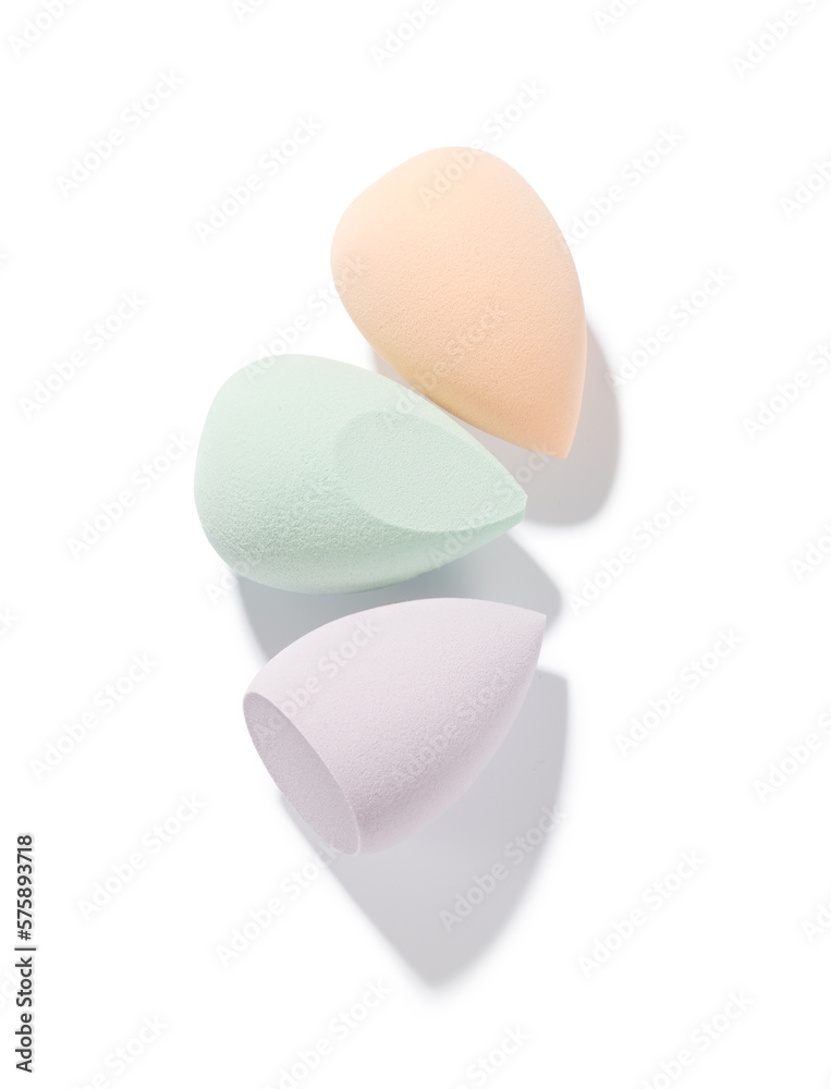 Make up tool for applying cosmetics product. Beauty blender. Sponge isolated on white background Make up tool for applying cosmetics product. Beauty blender. Sponge isolated on white background