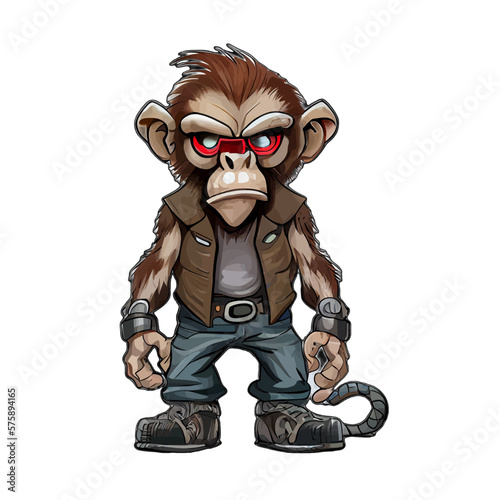 Cute Cyberpunk Monkey artwork, cartoon, comic, illustration, vector, graphic, ape t-shirt design, shirt, tshirt © ArtMart