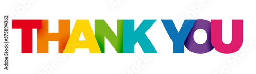 The word Thank you. Vector banner and logo with colorful text