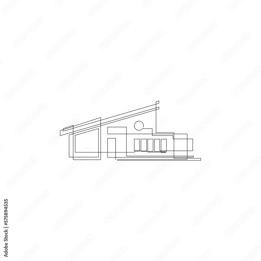 continuous line drawing of house concept  logo  symbol  construction  vector illustration simple.