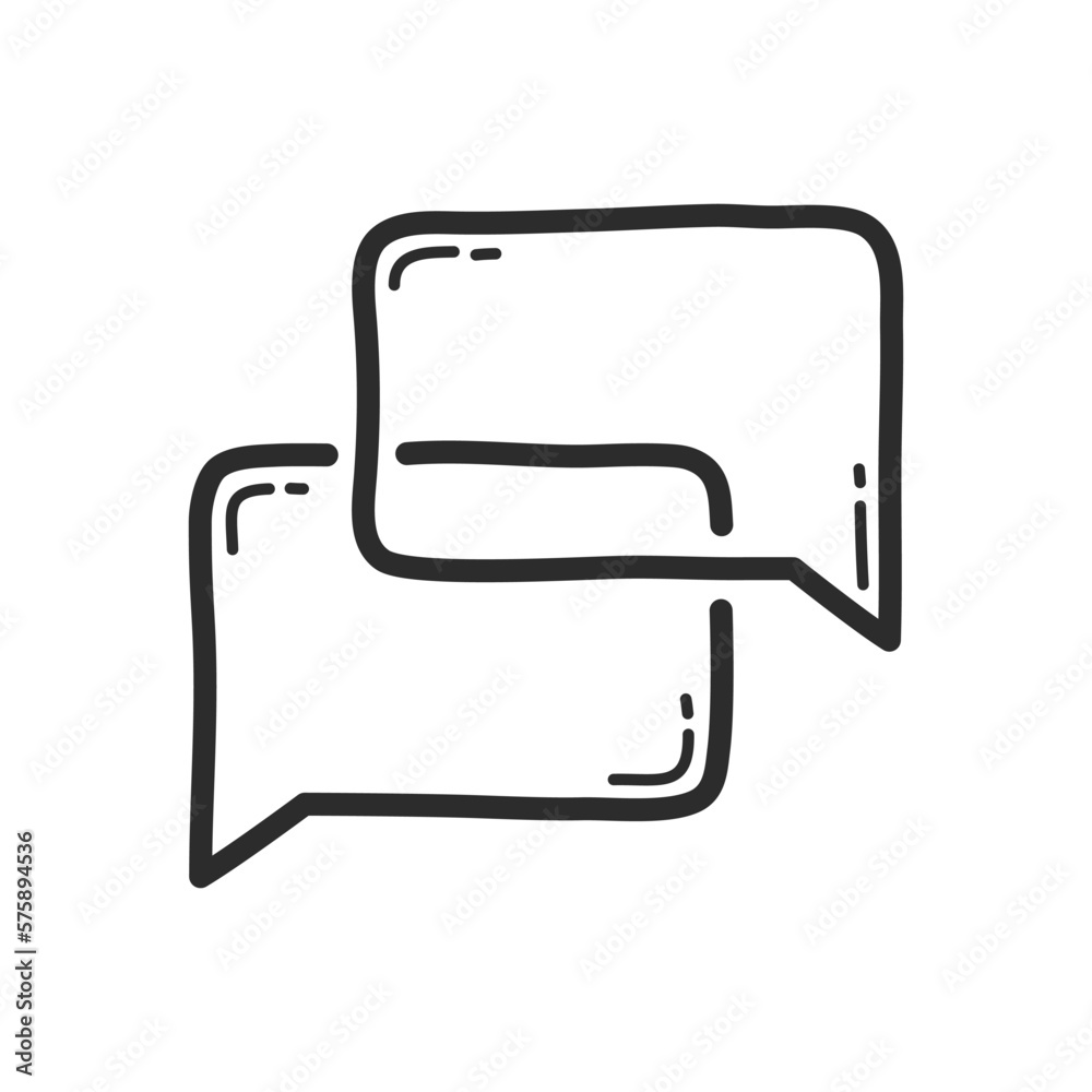 Correspondence, two dialog boxes icon. Hand drawing design style. Vector. Correspondence, two dialog boxes icon. Hand drawing design style. Vector.
