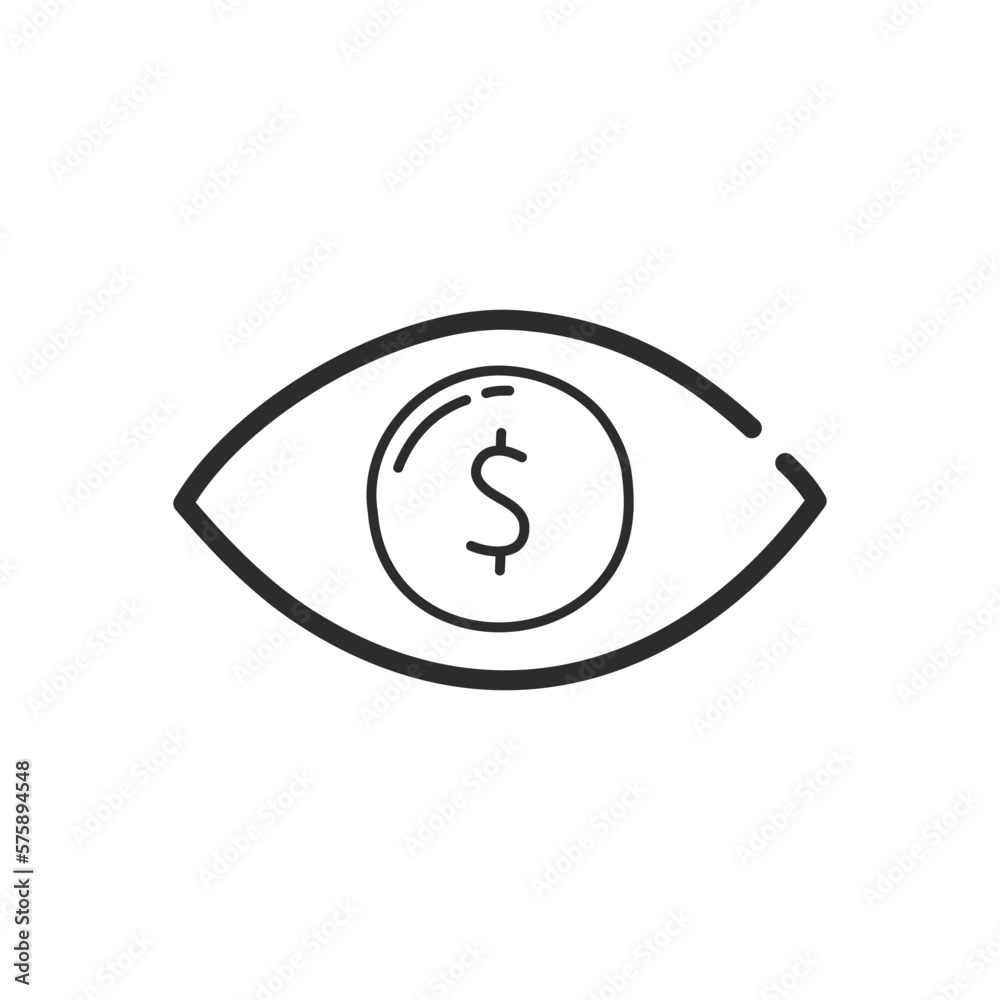 Search for money, eye and dollar sign icon. Hand drawing design style. Vector. Search for money, eye and dollar sign icon. Hand drawing design style. Vector.