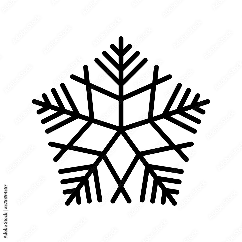 Snowflake vector icon. Black vector element isolated on white background. Snowflake vector icon. Black vector element isolated on white background.