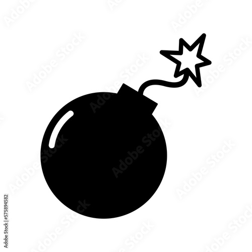 Bomb black icon. Vector element isolated on white background.