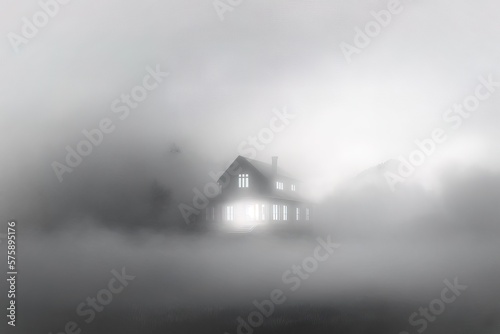 Misty scenery landscape white foggy