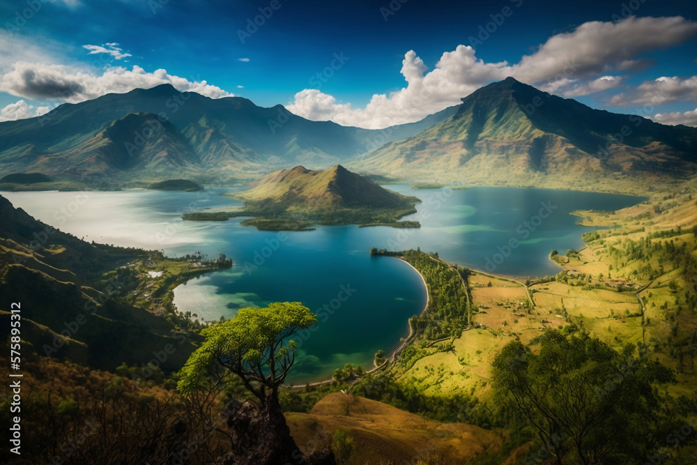  Excellent aerial shot of Padar Island within Komodo National Park in Indonesia
