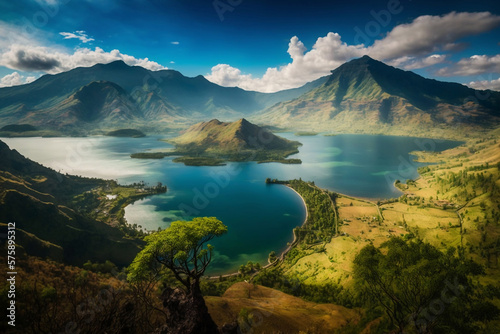  Excellent aerial shot of Padar Island within Komodo National Park in Indonesia