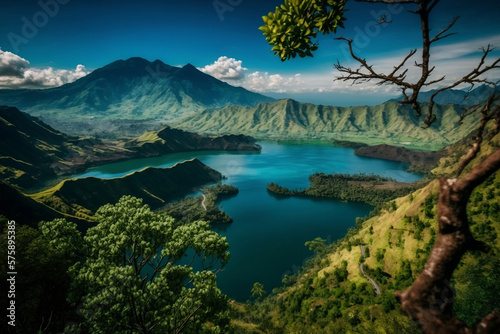  Excellent aerial shot of Padar Island within Komodo National Park in Indonesia photo