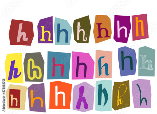 Alphabet h - vector cut newspaper and magazine letters, paper style ransom note letter