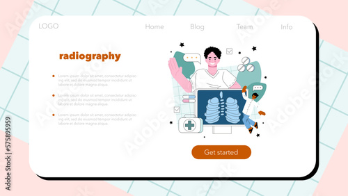 Radiology web banner or landing page. Idea of health care and disease