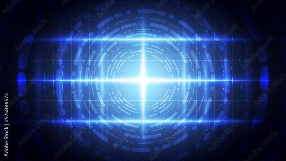 Abstract creative glare laser light beam with grid line background illustration.