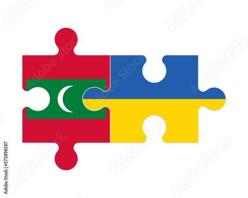 Puzzle of flags of Maldives and Ukraine, vector