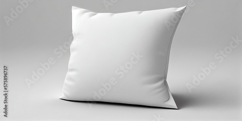 Mockup of a white pillow blank. White Pillow, on a white background. Mockup of pillow, for text, signature, label, brand. For product mockups, package design mockup, blank template. Generative AI