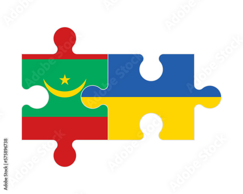 Puzzle of flags of Mauritania and Ukraine, vector