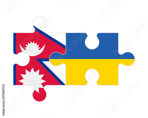 Puzzle of flags of Nepal and Ukraine, vector