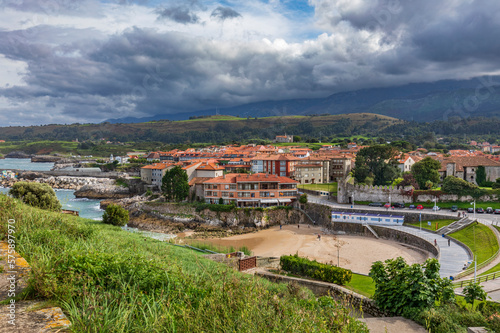Panorama of the ancient city of Llanes, Spain