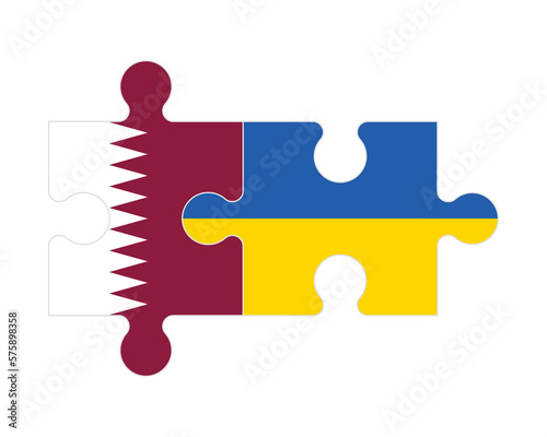 Puzzle of flags of Qatar and Ukraine, vector