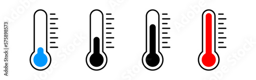 Vector Temperature Thermometer icon set illustration