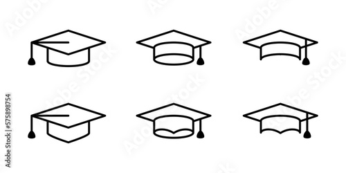 Vector Graduation cap icon set illustration