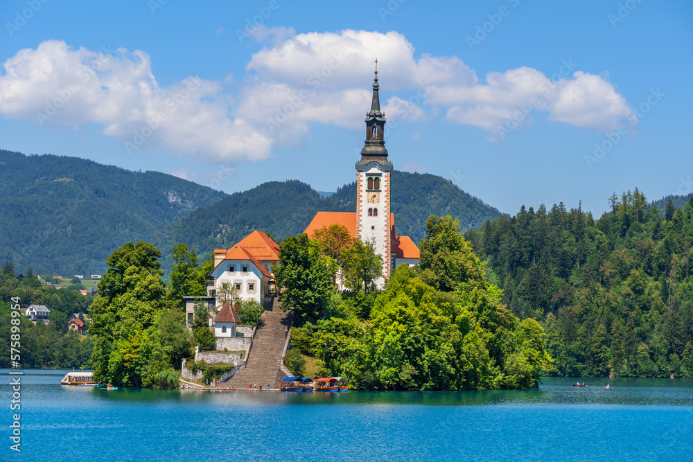 Bled Island Church On Lake Bled In Slovenia