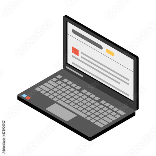 Isometric Laptop Library Composition