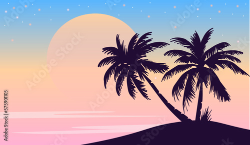 beach scene vector illustration