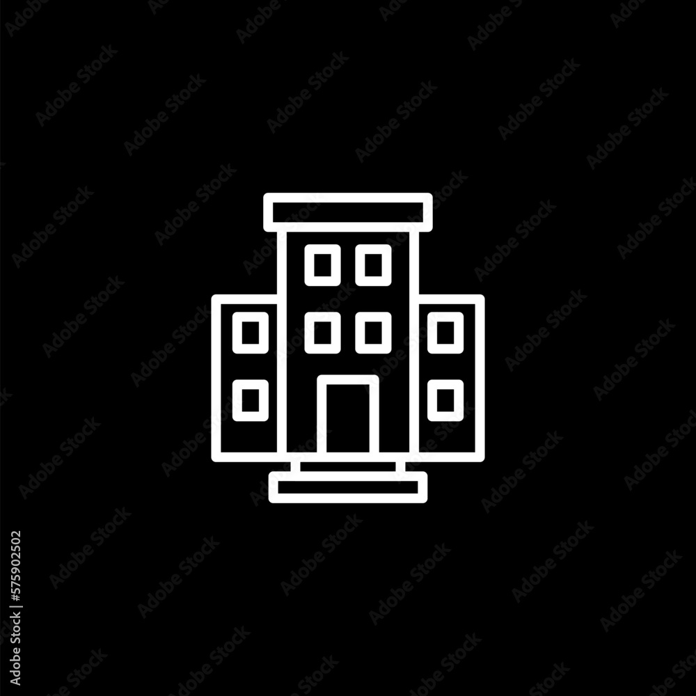 Building icon line isolated on black background. Building icon line isolated on black background.