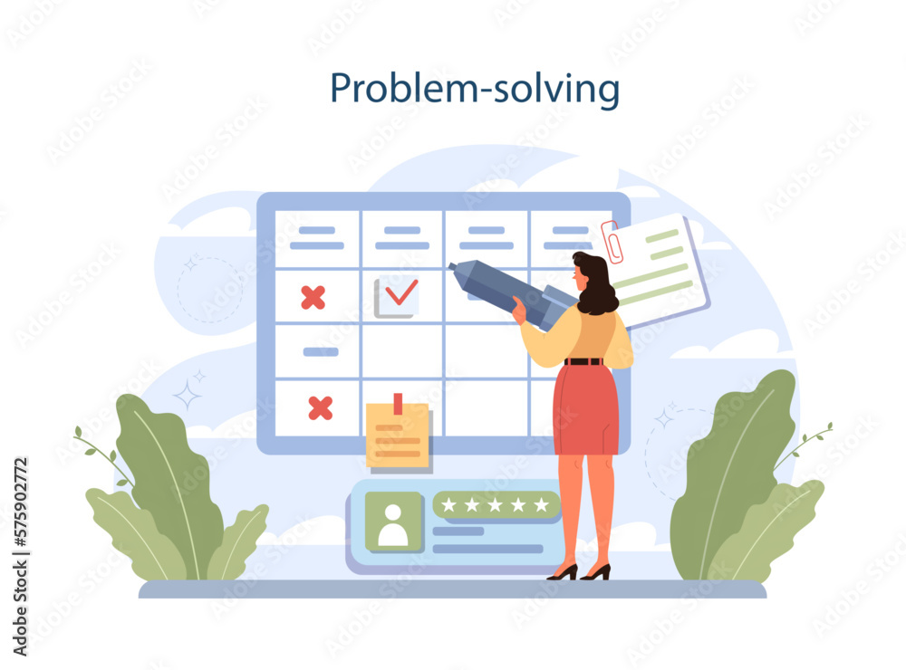 Problem Solving Hr Question Vetor de Problem-solving. Human resources manager soft skills. HR agent ...
