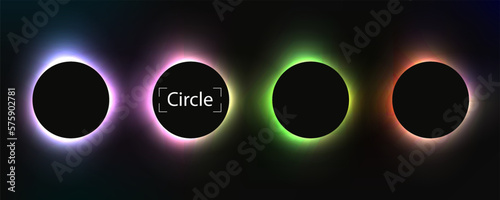 Circle banner with color gradient isolated on black background