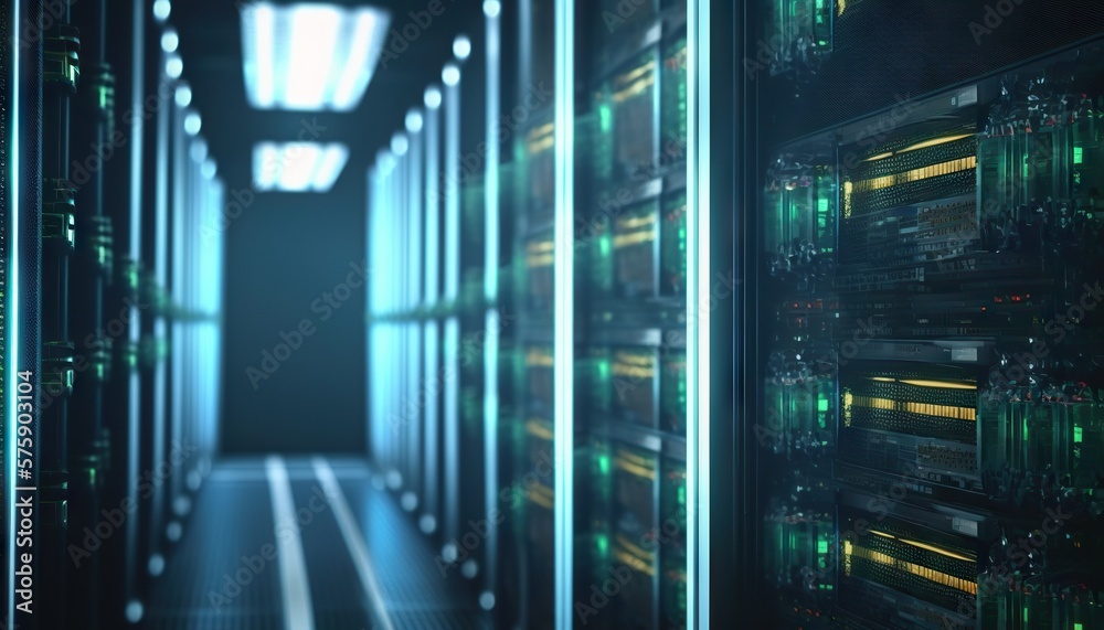 Fototapeta premium Network server room. Based on Generative AI