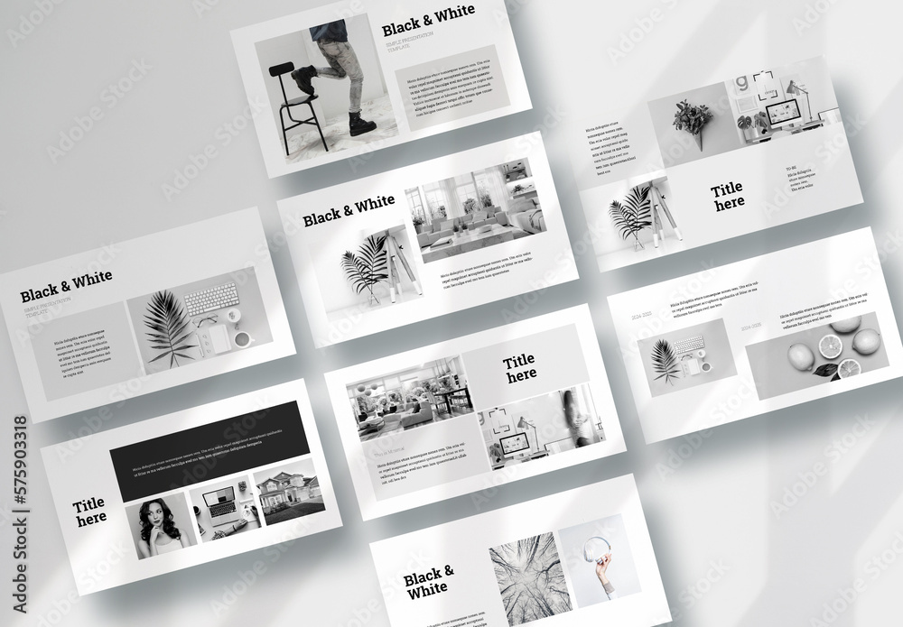 Black & White Portfolio Presentation Layout Stock Template | Adobe Stock