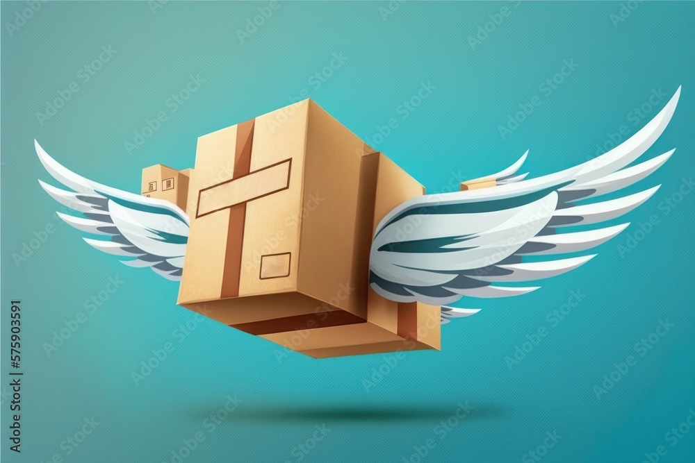 Fast Delivery Flying Box Transportation Service Logistic Companies Fast  Speedy Delivery, Generative AI. Stock Illustration