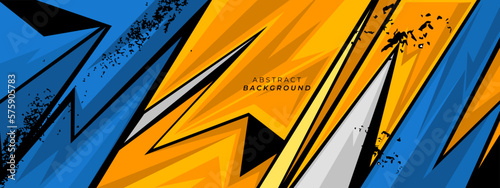 Abstract racing design concept. Geometric yellow blue background pattern vector illustration.