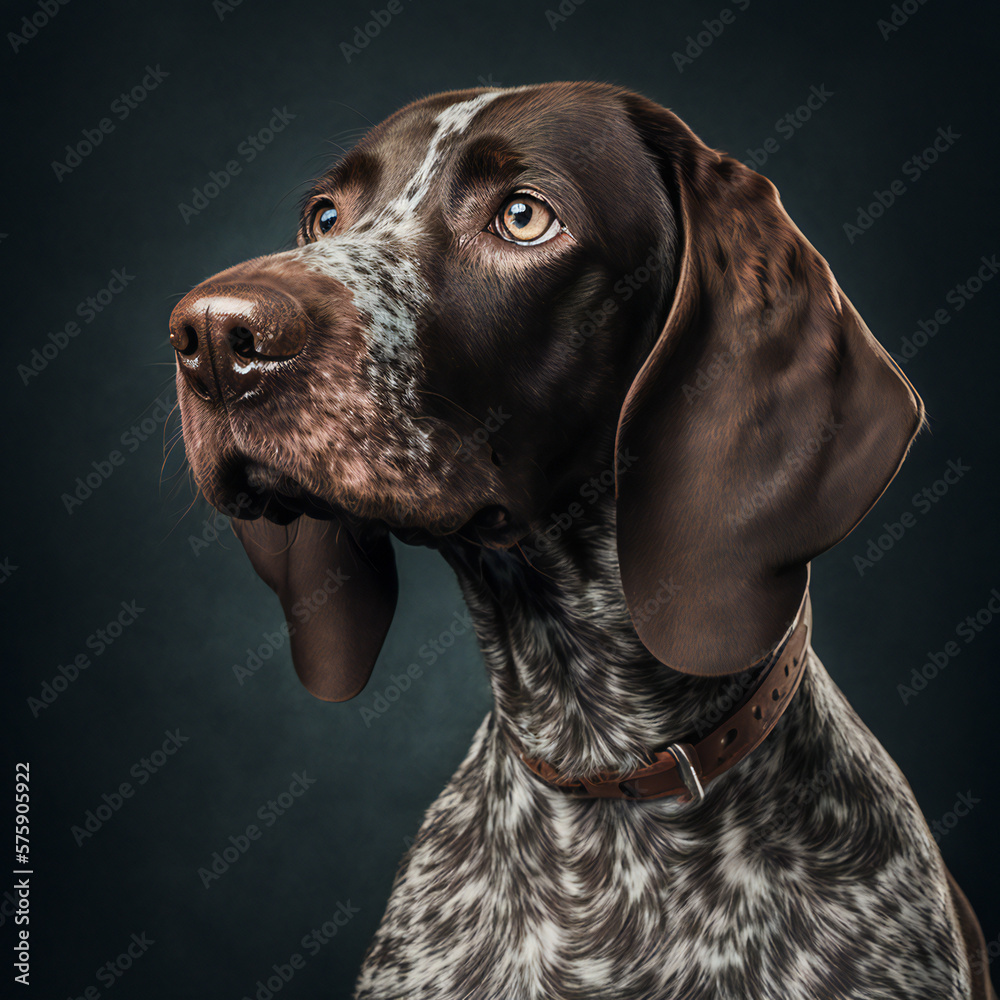 Short hair German pointer dog portrait, generative ai