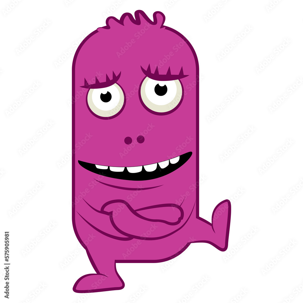 Cartoon pink monster. Halloween illustration of monster. Baby sticker Cartoon pink monster. Halloween illustration of monster. Baby sticker