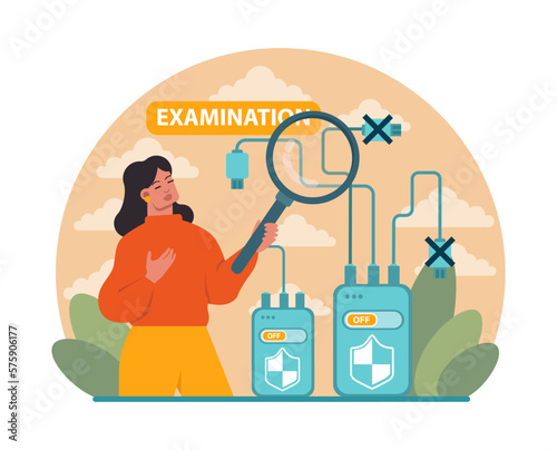 Ethical hacker. Character conducting a security penetration test. White
