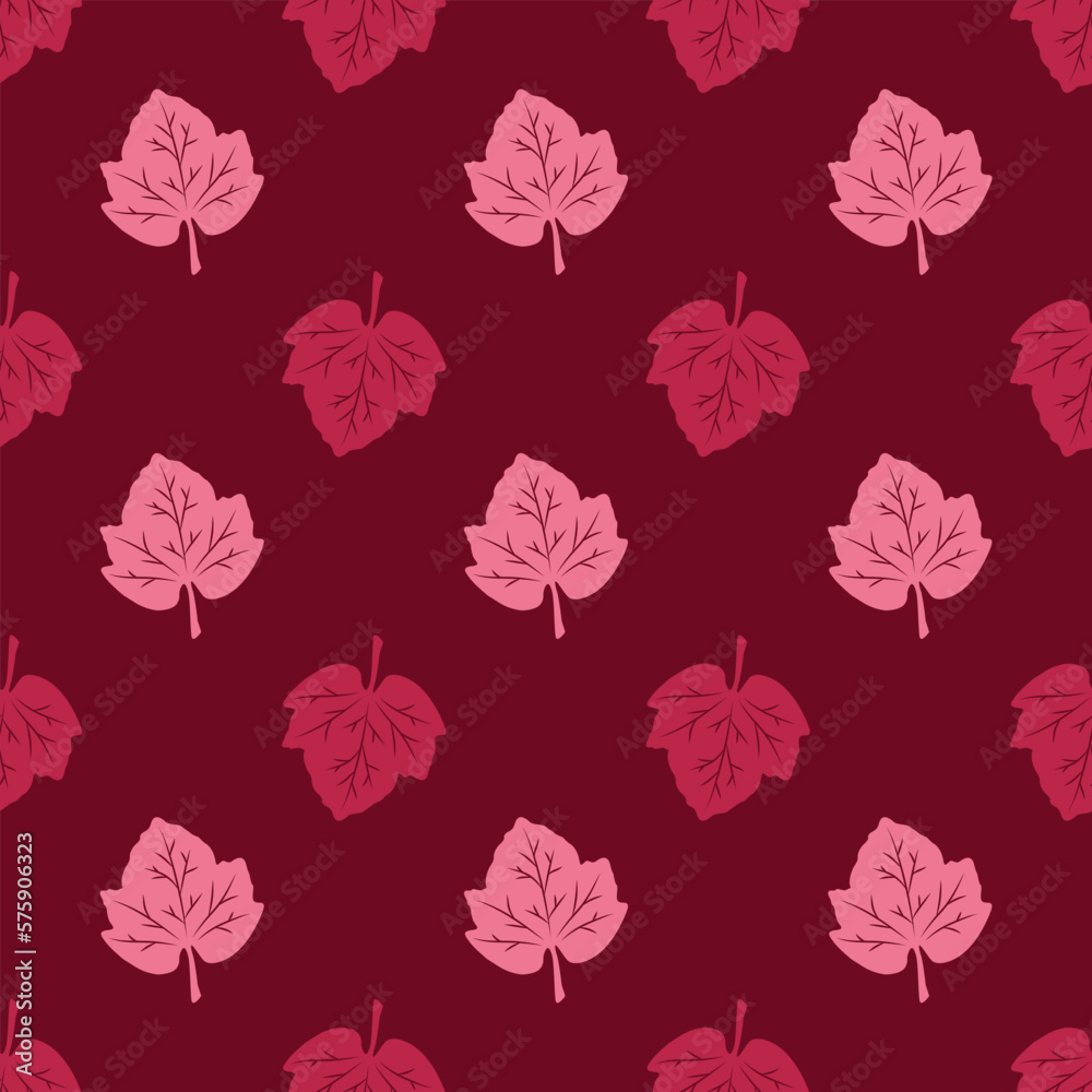 Seamless pattern from pink leaves on a burgundy background. Autumn leaf fall. Vector illustrations are great for creative designs, decorating banners, postcards, prints, textiles, fabrics, crafts. Seamless pattern from pink leaves on a burgundy background. Autumn leaf fall. Vector illustrations are great for creative designs, decorating banners, postcards, prints, textiles, fabrics, crafts.