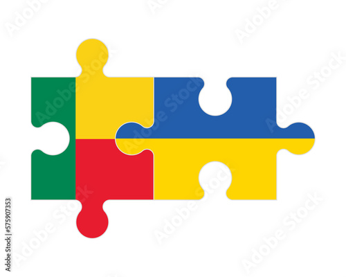 Puzzle of flags of Benin and Ukraine, vector