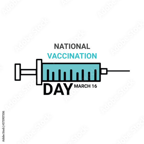 National Vaccination Day vector illustrative banner on white background. 16th March.