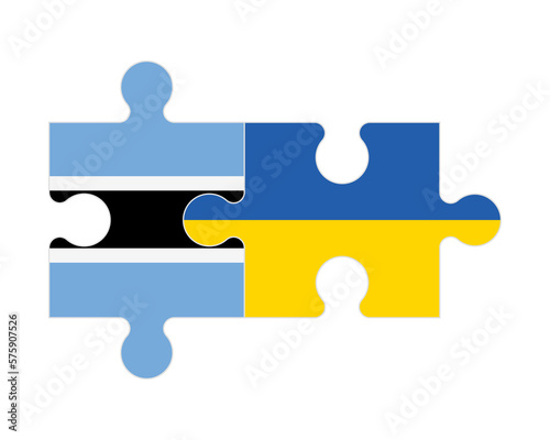 Puzzle of flags of Botswana and Ukraine, vector