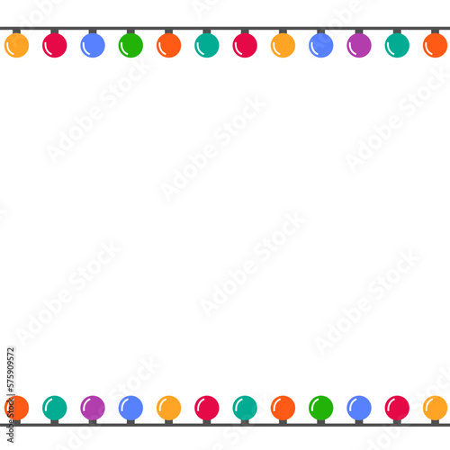 Colorful christmas garland vector isolated. Illustration of bright lights, cute decoration element. Shining colorful lamps, empty space for message, web banner template.