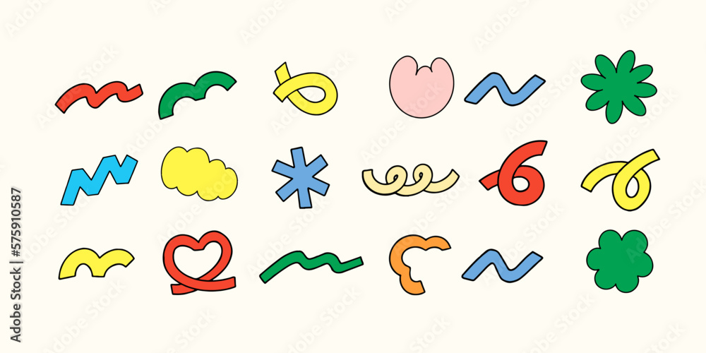 Set of hand-drawn abstract shapes, isolated on a background. Vector illustration. Set of hand-drawn abstract shapes, isolated on a background. Vector illustration.