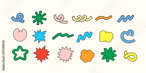 Set of hand-drawn abstract shapes, isolated on a background. Vector illustration.