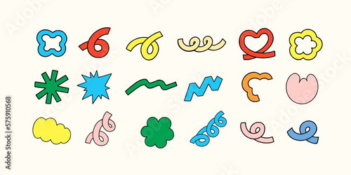 Set of hand-drawn abstract shapes, isolated on a background. Vector illustration.