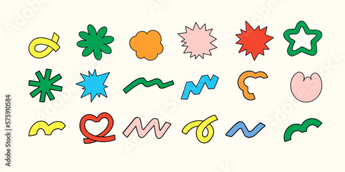 Set of hand-drawn abstract shapes, isolated on a background. Vector illustration.