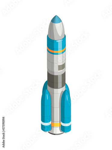 Mars Rocket Isometric Composition