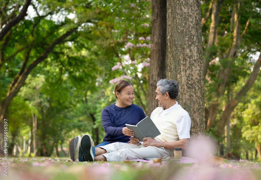happy senior married couple sitting on grasses,smiling and talking together while a man read a book, older adult lover enjoy leiture time outdoors in the park, concept elderly people lifestyle happy senior married couple sitting on grasses,smiling and talking together while a man read a book, older adult lover enjoy leiture time outdoors in the park, concept elderly people lifestyle