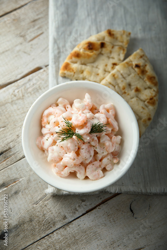 Traditional Scandinavian shrimp salad photo