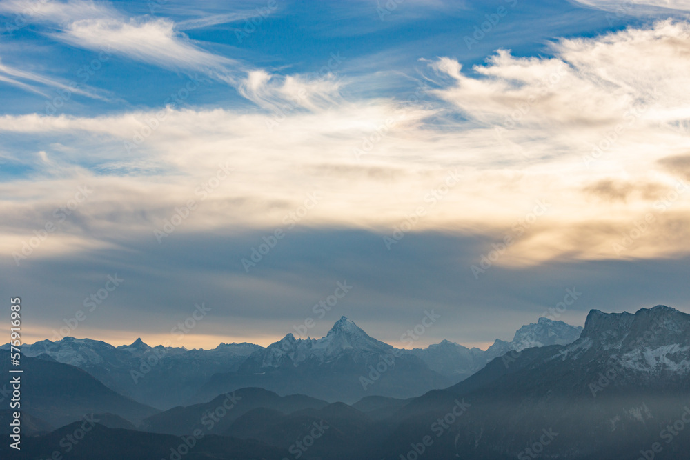 the beautiful view of the alps mountains