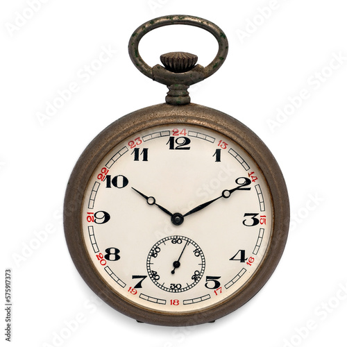 old pocket watch by the time (isolated with clipping path)